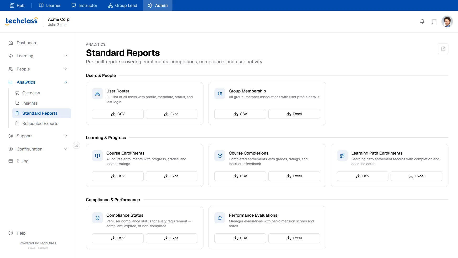 Standard Reports