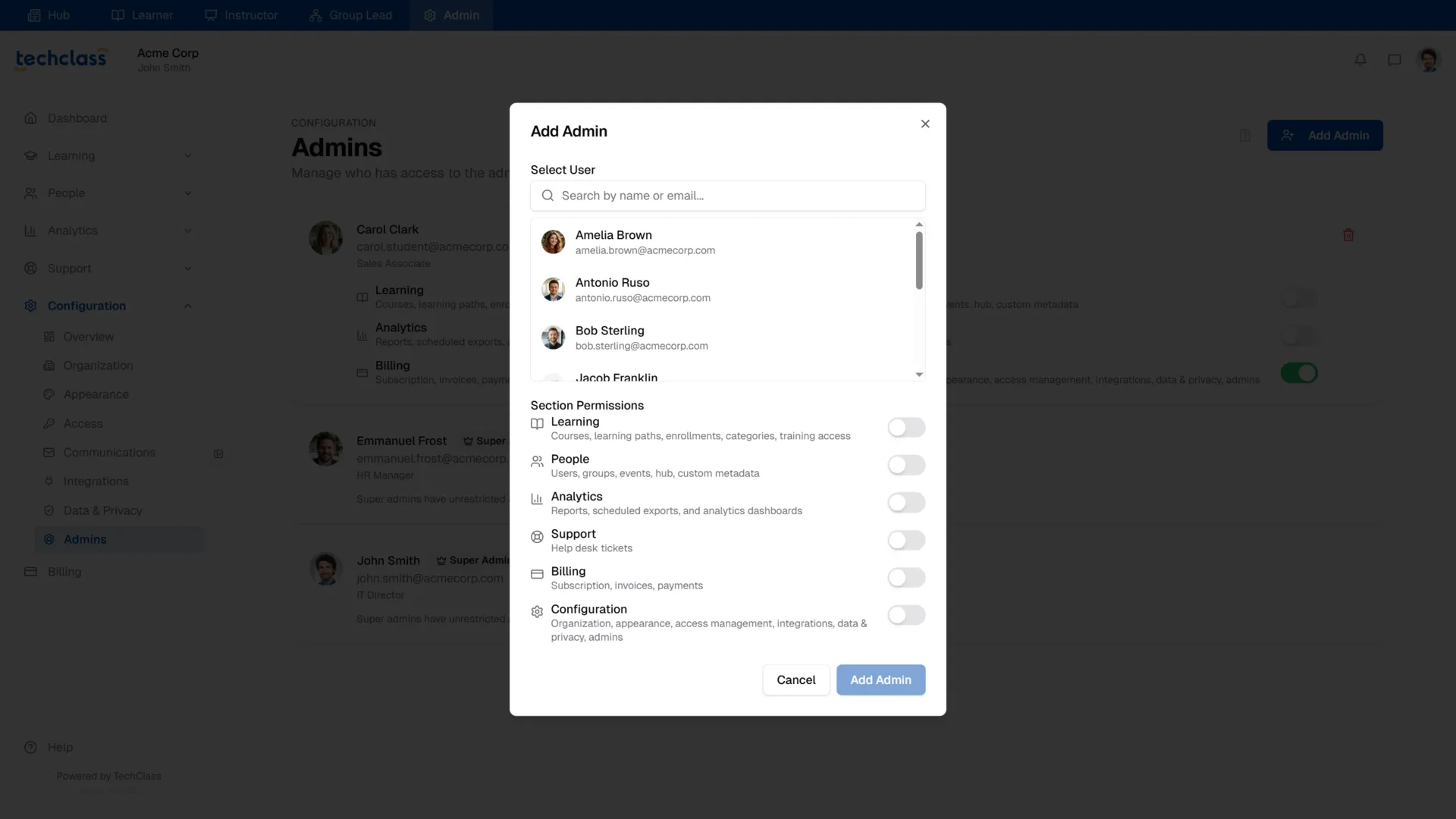 Add Admin Modal