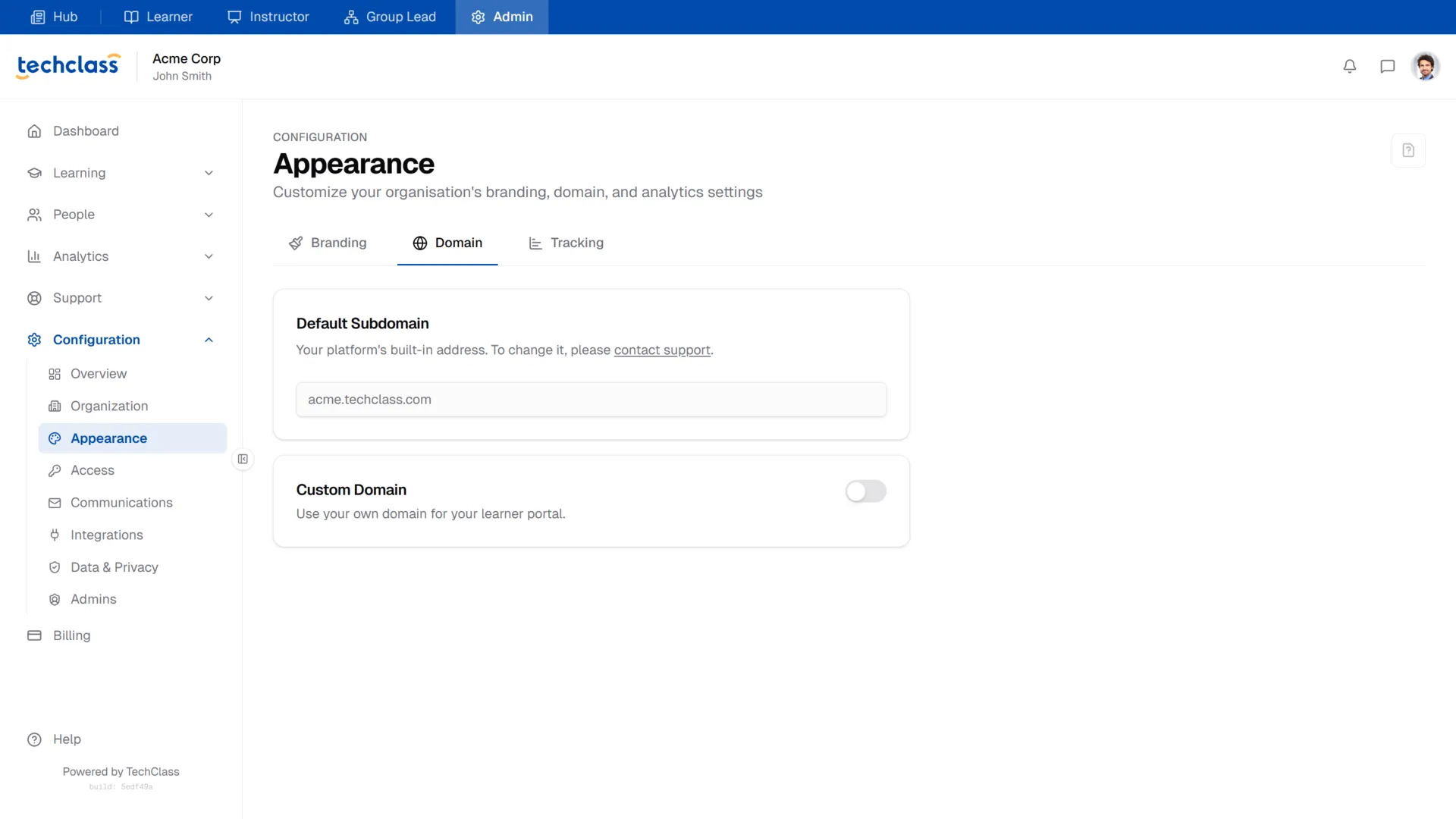 Appearance Domain Tab - Default