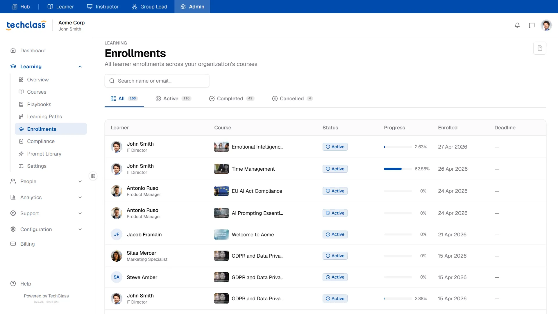 Global Enrollments Ledger