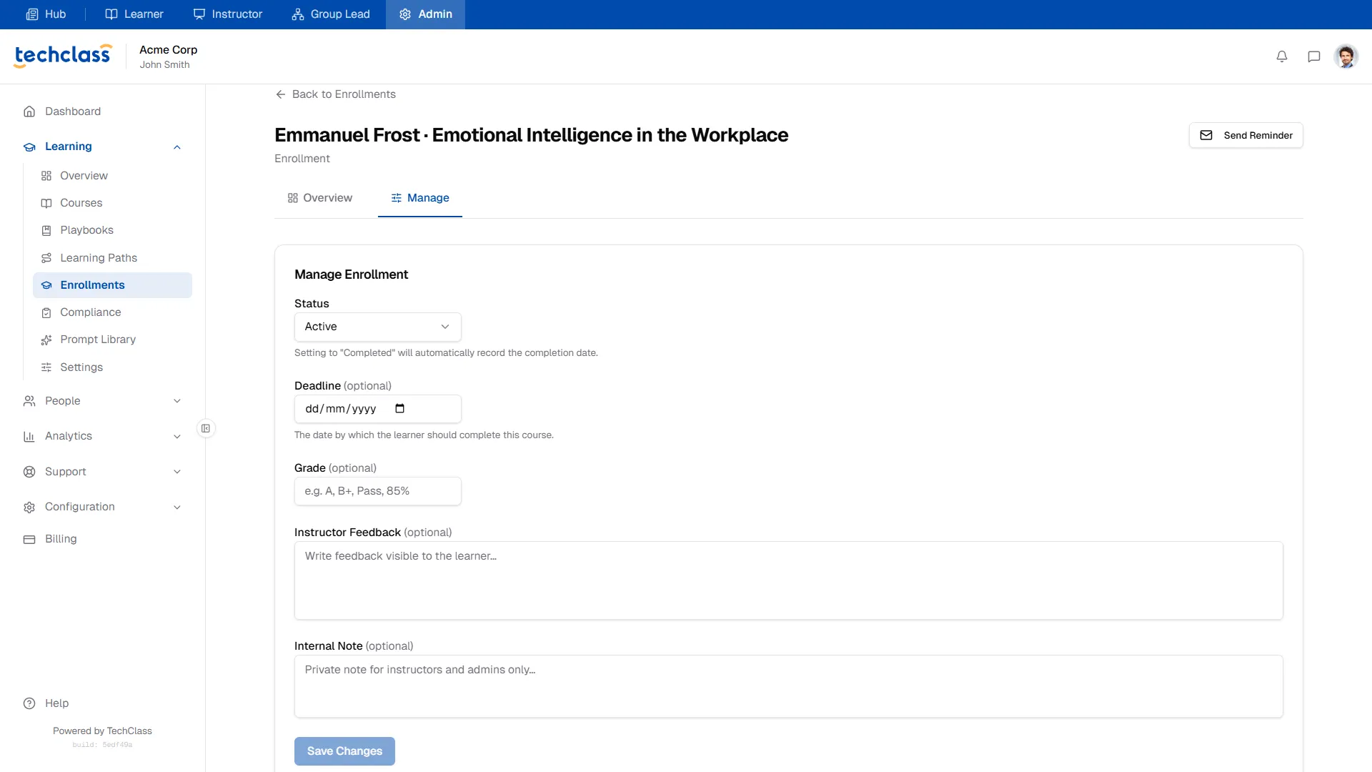 Manage Enrollment Tab