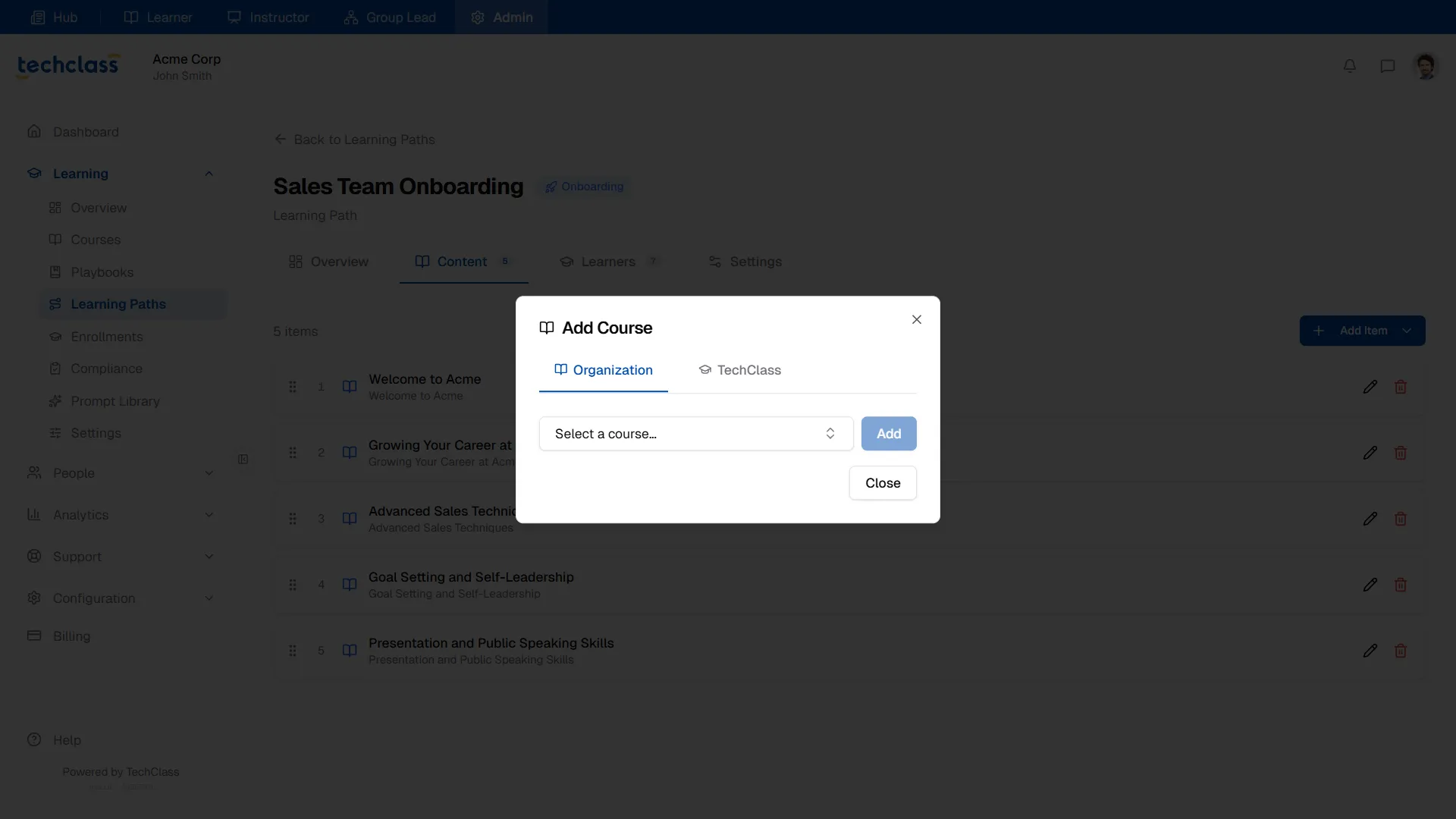 Add Course Modal