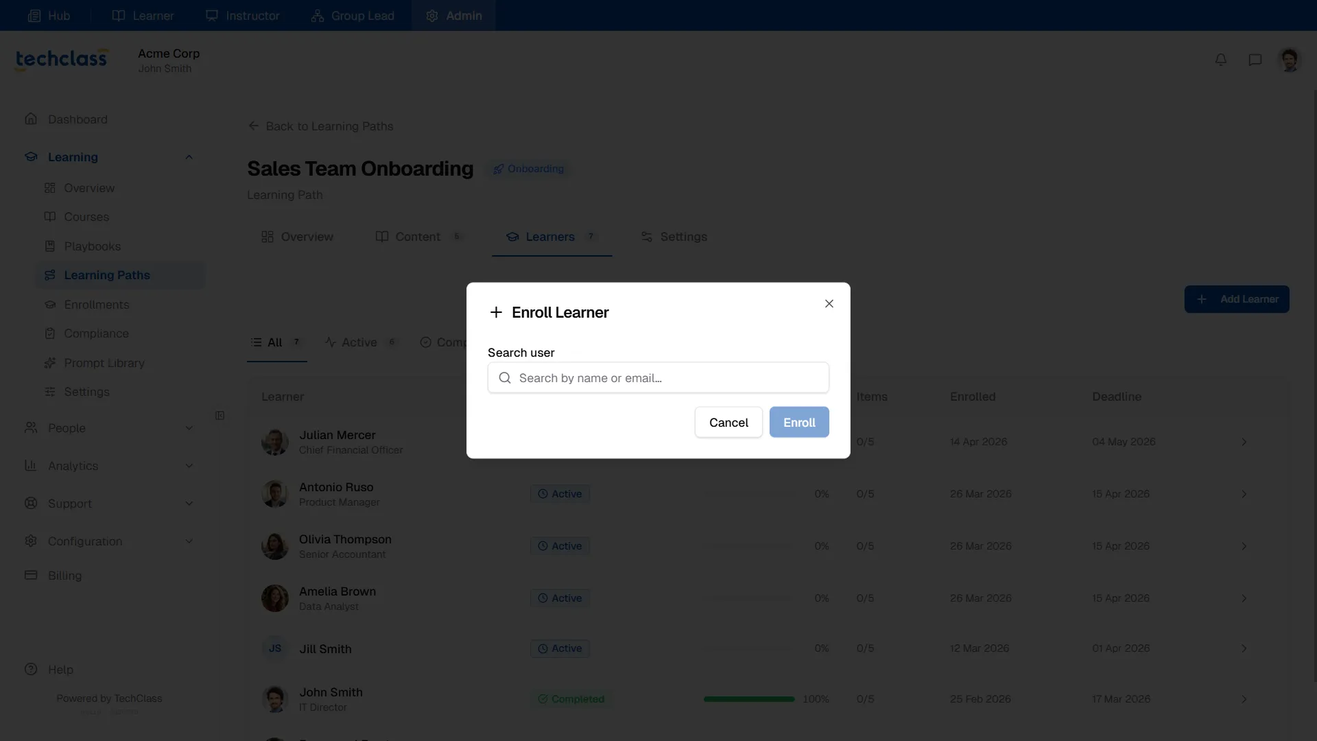 Enroll Learner Modal