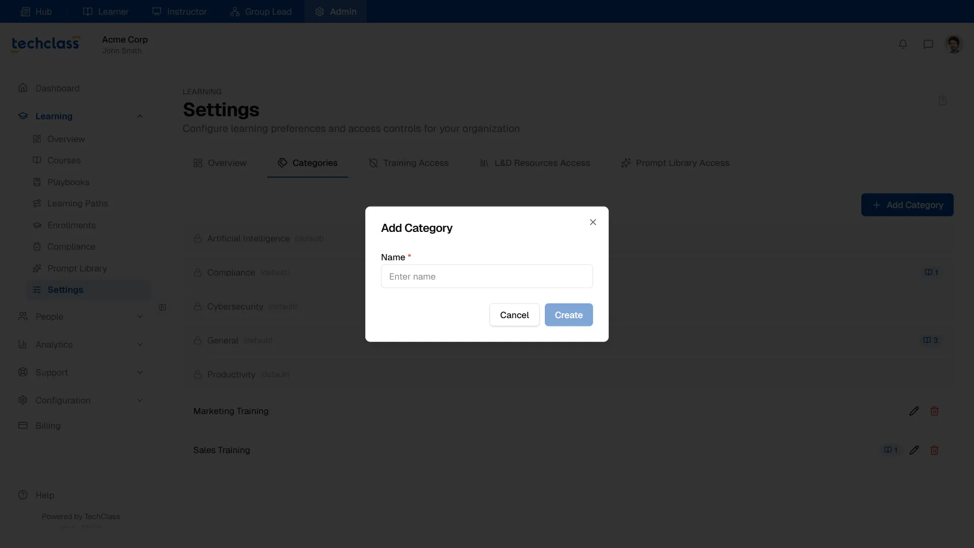 Add Category Modal