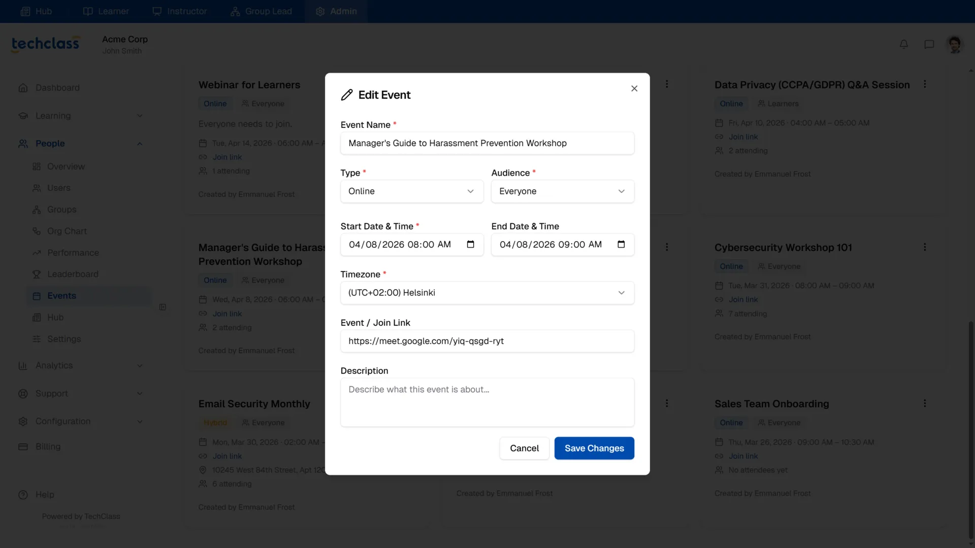Edit Event Modal