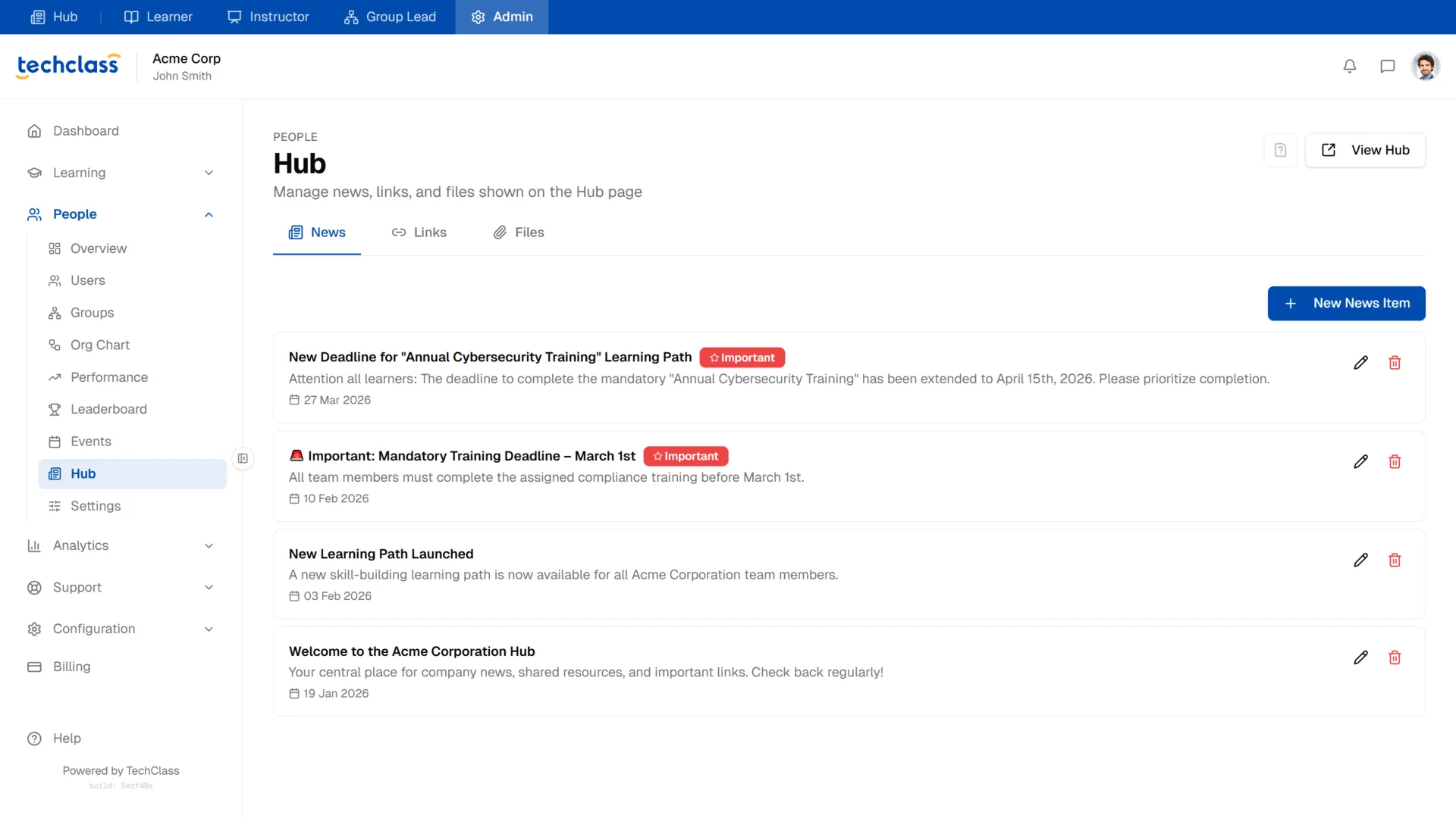 Hub News List