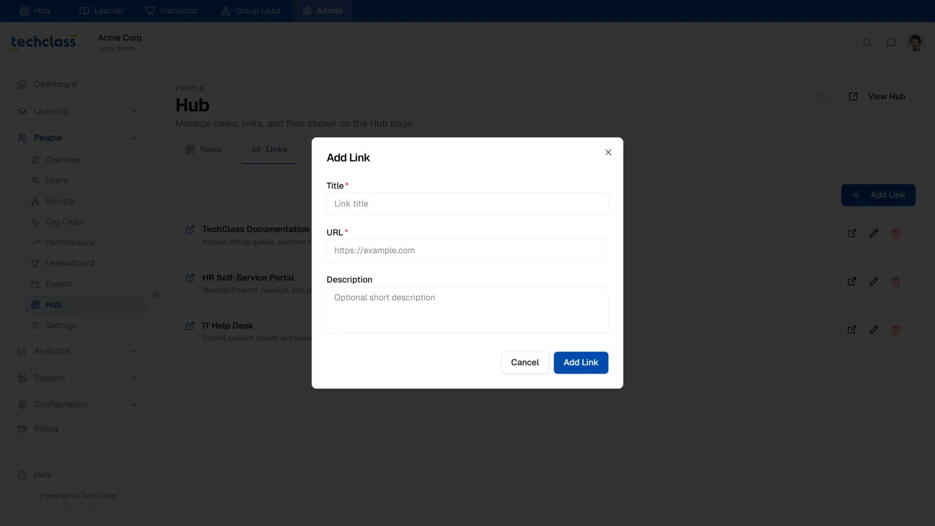 Add Link Modal