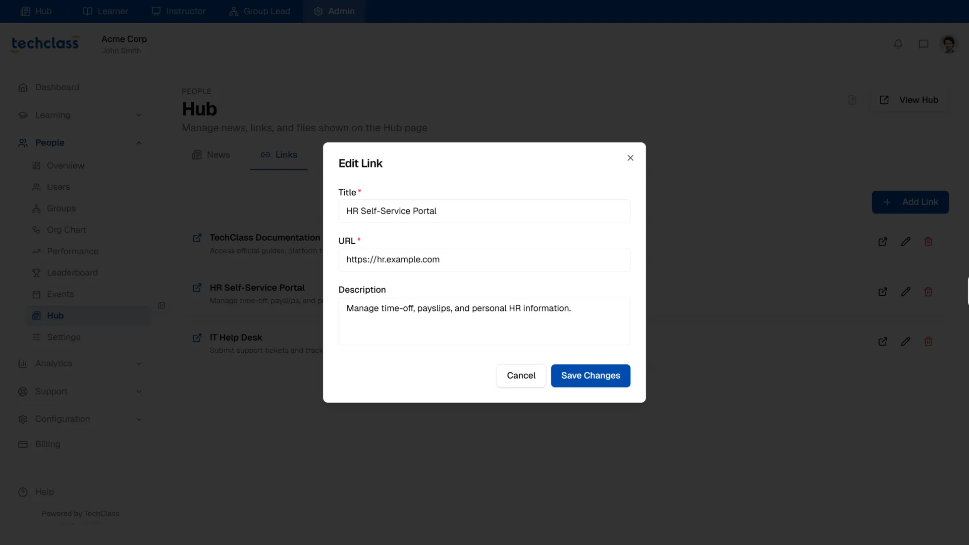 Edit Link Modal