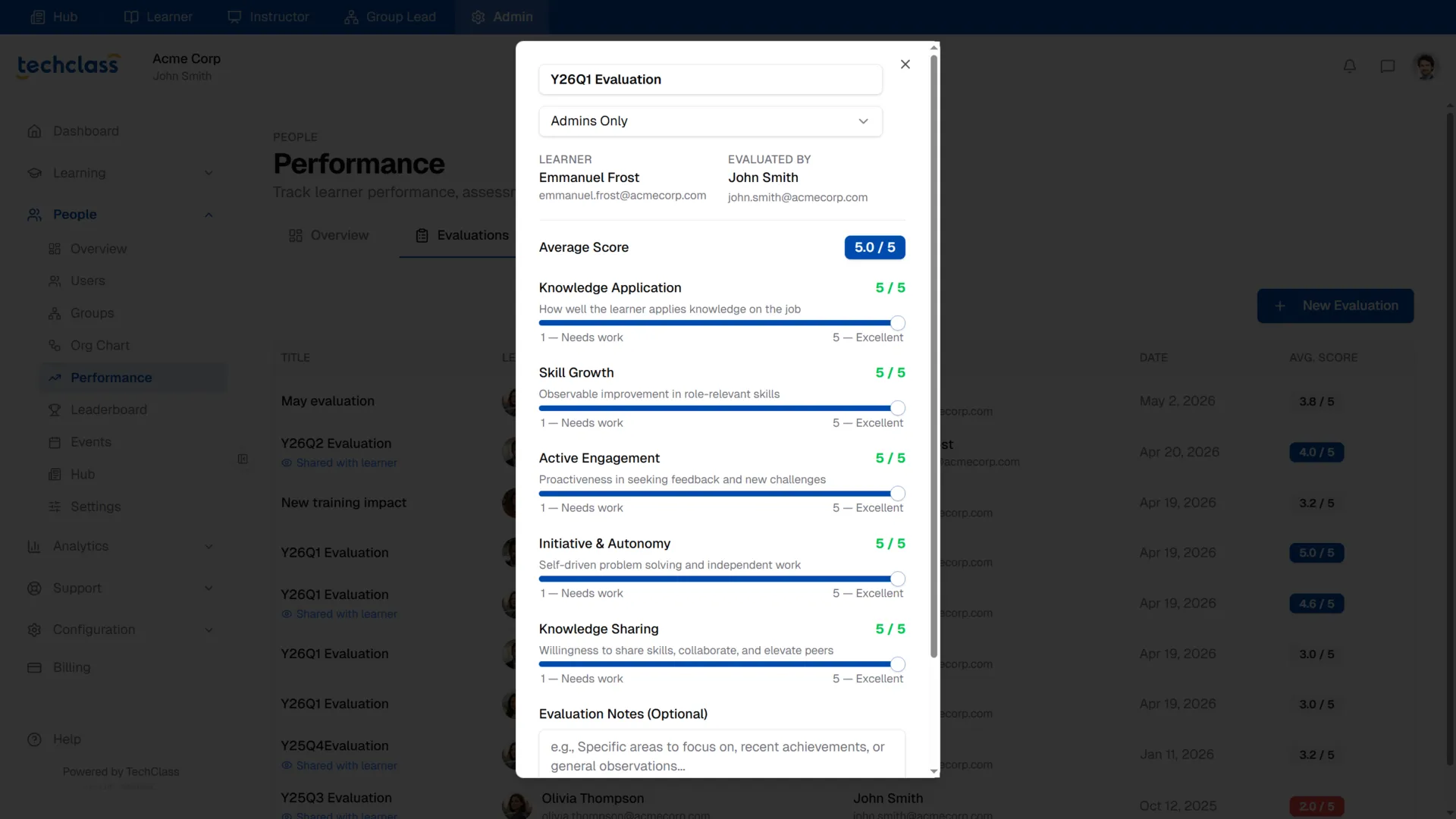 Edit Evaluation Details