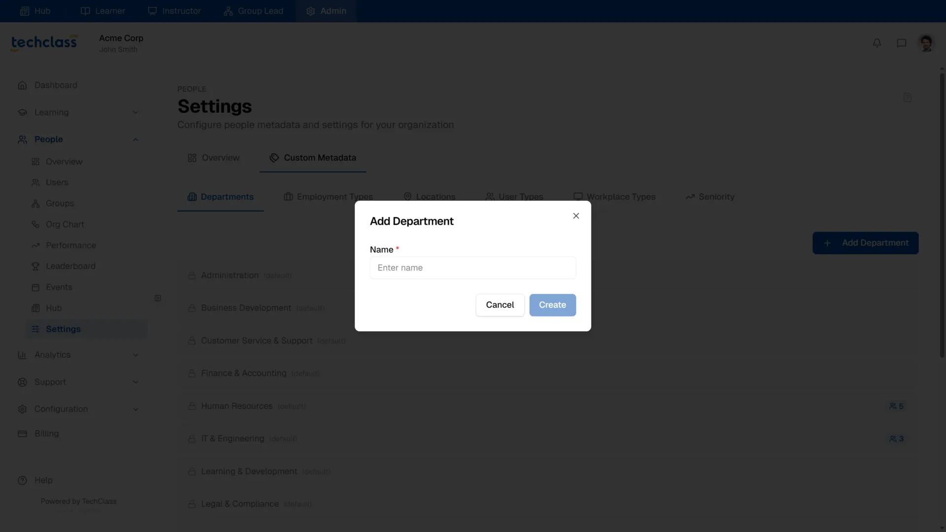 Add Department Modal