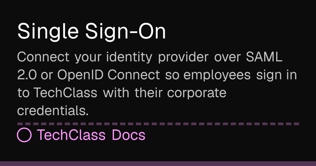 Socs Sign In Single Sign-On (SSO) | TechClass Docs